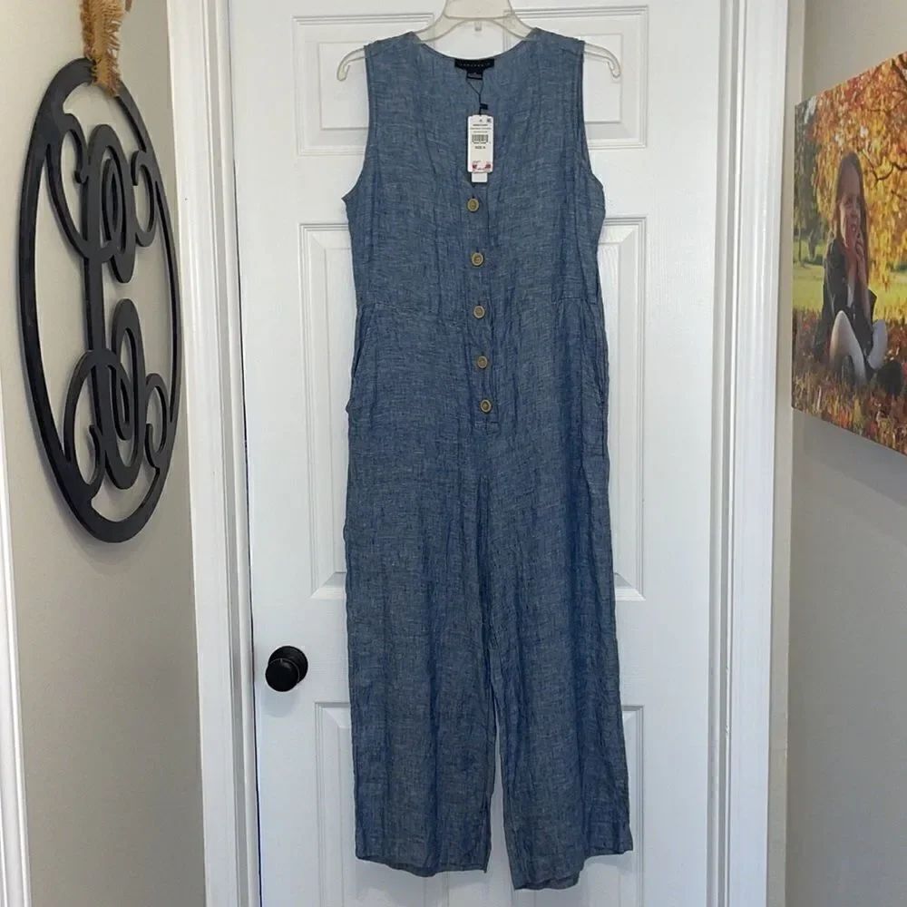 Sanctuary The Collector 100% Linen Jumpsuit in Dove Wash, NWT